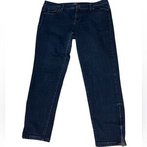 LOFT Modern Skinny Ankle Jeans | Size 14 | Dark Wash | Zipper Detail